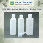 Milk White Bottles With White Flip-Top Caps