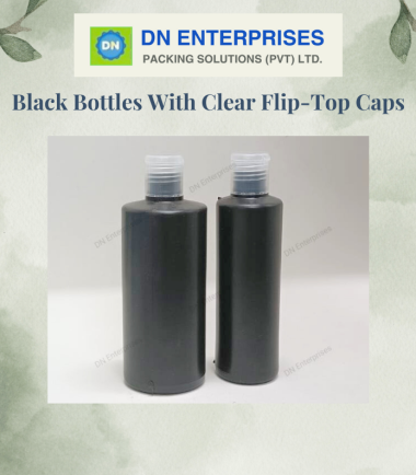 Black Bottles With Clear Flip-Top Caps