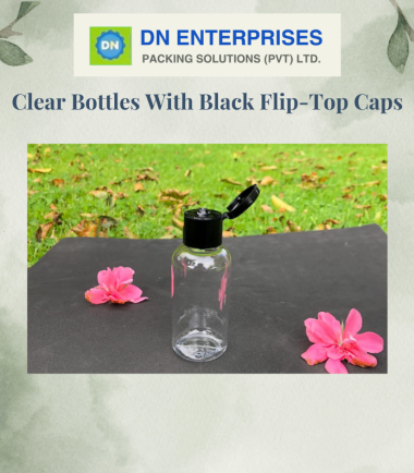 Clear Bottles With Black Flip-Top Caps