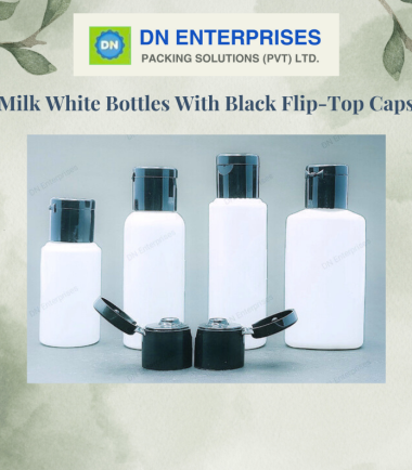 Milk White Bottles With Black Flip-Top Caps