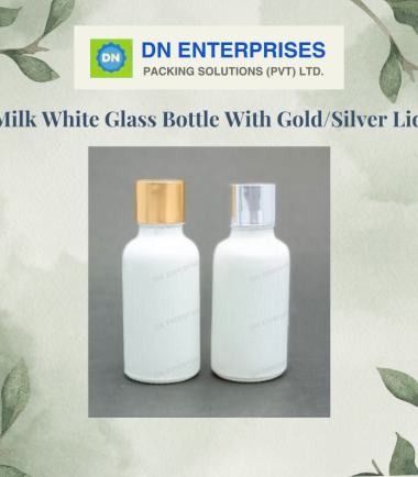 Milk White Glass Bottle With Gold / Silver Lid