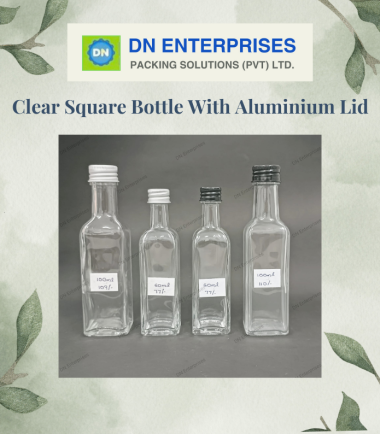 Clear Square Bottles With Aluminium Lids