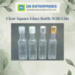 Clear Square Glass Bottles With Lids