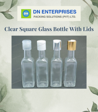 Clear Square Glass Bottles With Lids