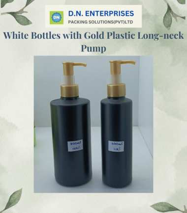 White Bottles With Gold Plastic Long-Neck Pump