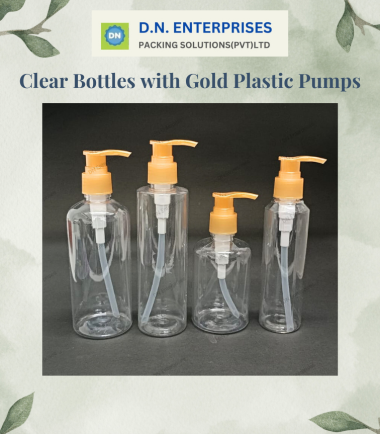 Clear Bottles With Gold Plastic Pumps