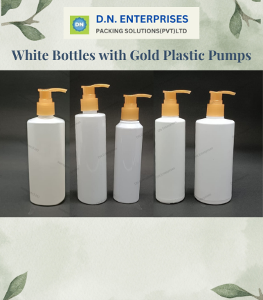 White Bottles With Gold Plastic Pumps