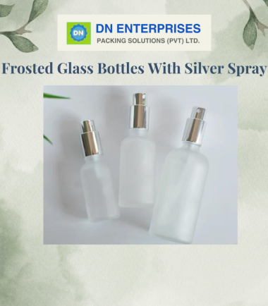 Frosted Glass Bottles With Silver Spray