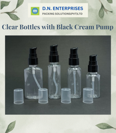 Clear Bottles With Black Cream Pump