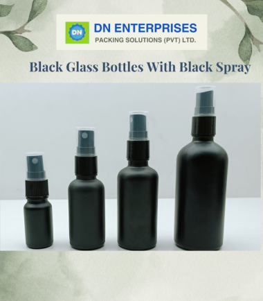 Black Glass Bottles With Black Spray