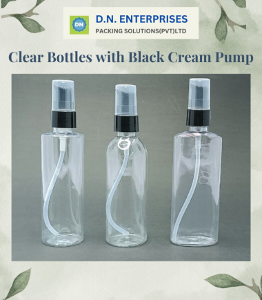 Clear Bottles With Black Cream Pump