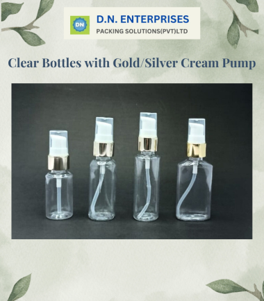 Clear Bottles With Gold-Silver Cream Pump