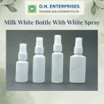 Milk White Bottle With White Spray