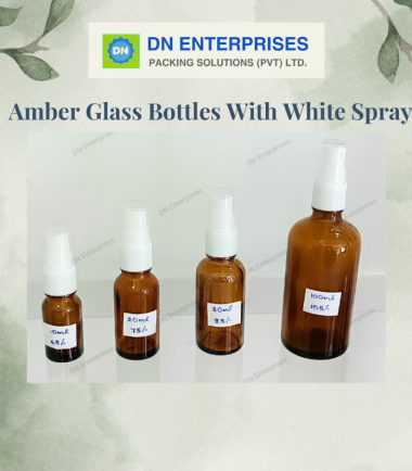 Amber Glass Bottles With White Spray