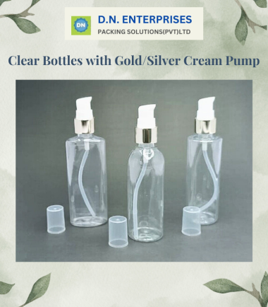 Clear Bottles With Gold-Silver Cream Pump