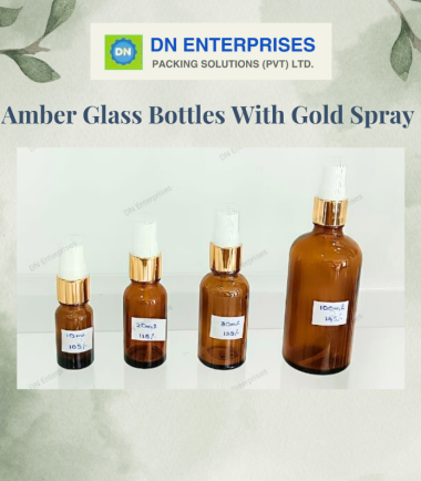 Amber Glass Bottles With Gold Spray