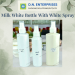 Milk White Bottle With White Spray