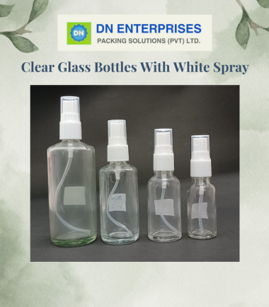 Clear Glass Bottles With White Spray