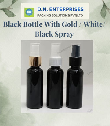 Black Bottle With Gold / White/ Black Spray