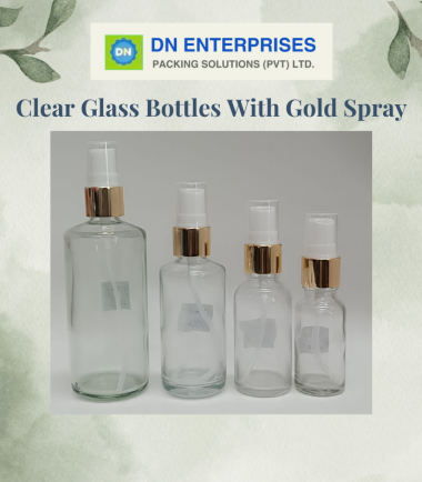 Clear Glass Bottles With Gold Spray