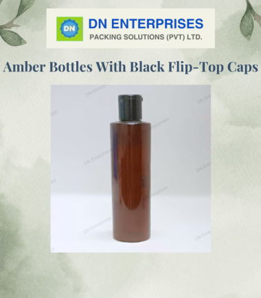 200ml Amber Bottles With Black Flip-Top Caps