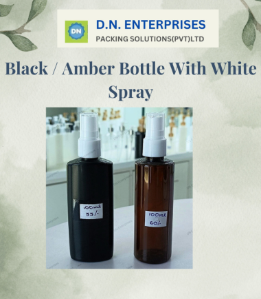 Black / Amber Bottle With White Spray