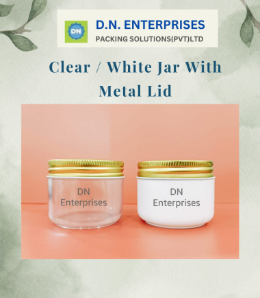 Clear / White Jar With Metal Lid