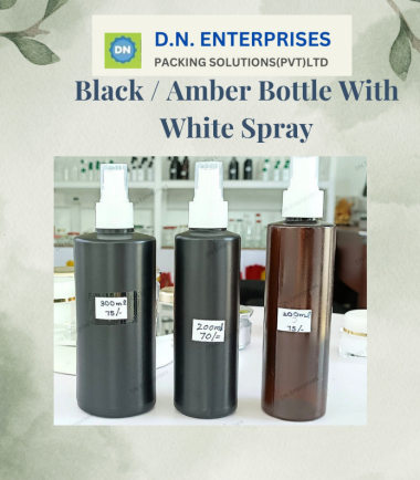 Black / Amber Bottle With White Spray