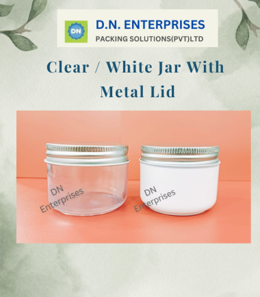 Clear / White Jar With  Metal Lid