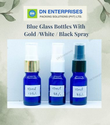 Blue Glass Bottles With  Gold /White / Black Spray
