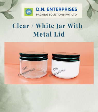 Clear / White Jar With  Metal Lid