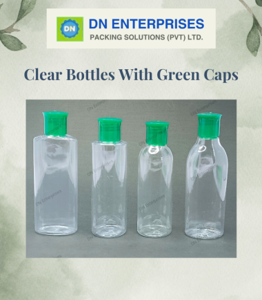 100ml Clear Bottles With Green Caps