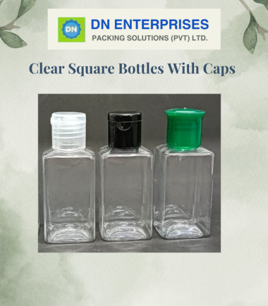 Clear Square Bottles With Caps
