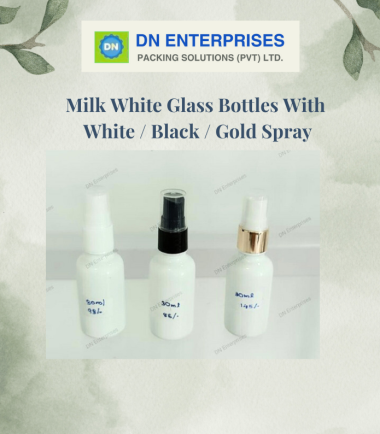 Milk White Glass Bottles With  White / Black / Gold Spray