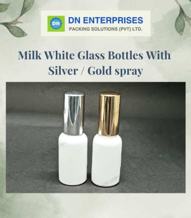 Milk White Glass Bottles With  Silver / Gold spray