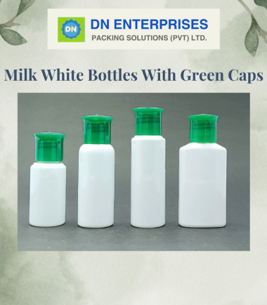 Milk White Bottles With Green Caps