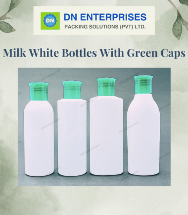 Milk White Bottles With Green Caps