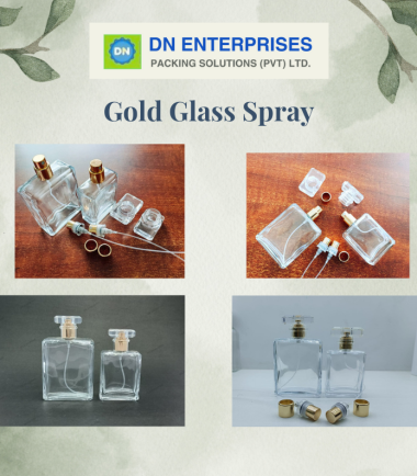Square Glass Bottles With Gold Perfume Spray