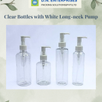 Clear Bottles With White Long-Neck Pump