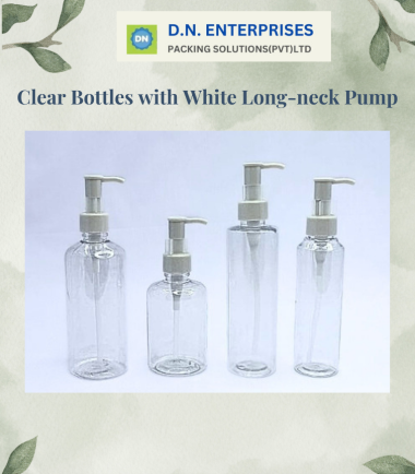 Clear Bottles With White Long-Neck Pump
