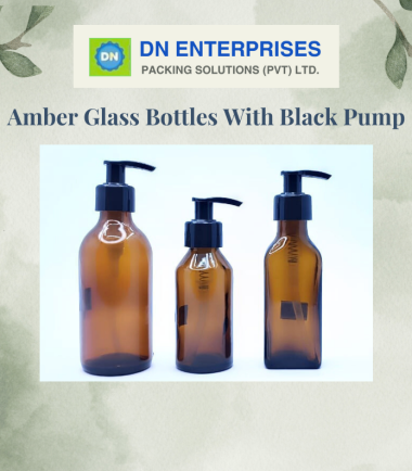 Amber Glass Bottles With Black Pump