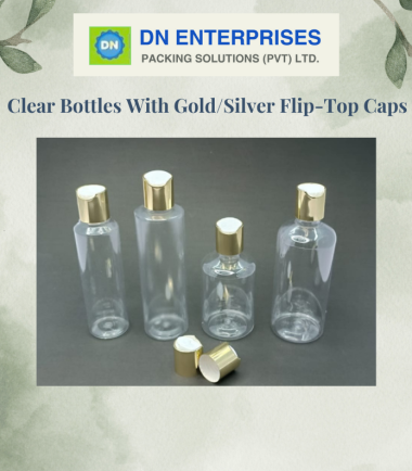Clear Bottles With Gold/Silver Flip-Top Caps