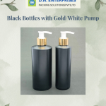 Black Bottles With Gold / White Pump