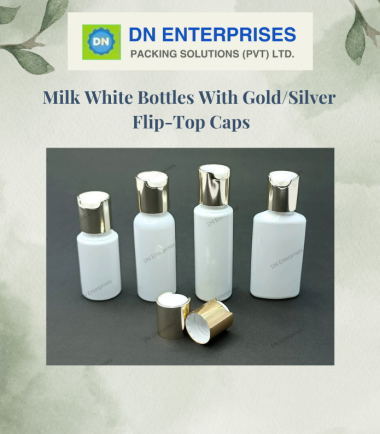 Milk White Bottles With Gold/Silver  Flip-Top Caps