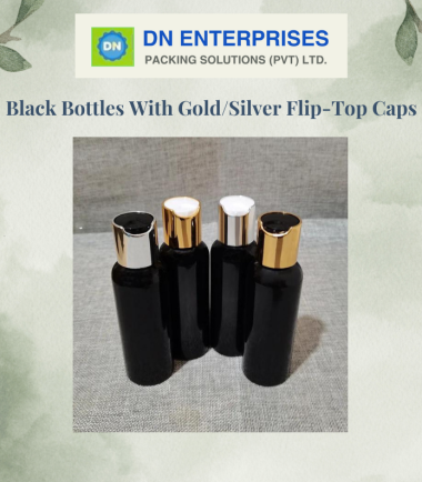 Black Bottles With Gold/Silver Flip-Top Caps