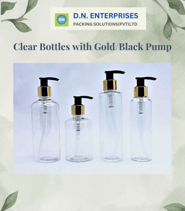 Clear Bottles With Gold / Black Pump