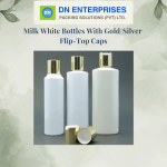 Milk White Bottles With Gold/Silver Flip-Top Caps