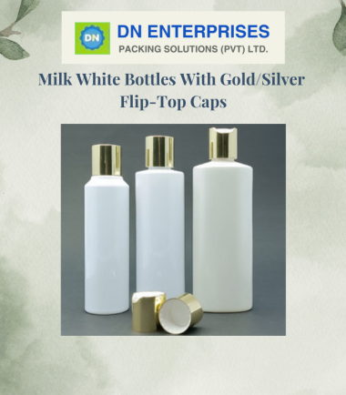 Milk White Bottles With Gold/Silver Flip-Top Caps