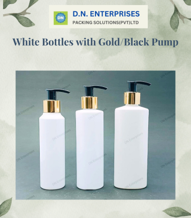 White Bottles With Gold / Black Pump