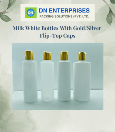 Milk White Bottles With Gold/Silver  Flip-Top Caps
